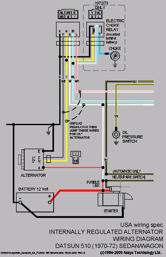 Three Wire Alternator Wiring Diagram from datsun510.com