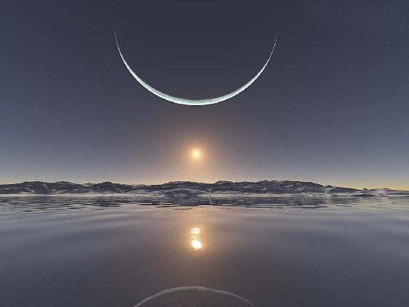 Picture of the moon taken from the North Pole at Sunset.