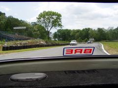 View out of Lou's rear window during parade laps