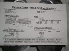 LZ23 Engine Build, Job Order Worksheet for 89mm Wiseco Custom Pistons