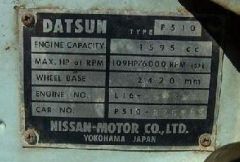 1970 P510 SSS 4 door sedan Factory ID Tag