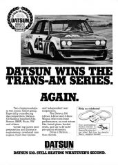 Datsun ad with slot car set